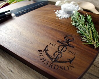 Personalized Nautical cutting board, nautical wedding gift, Engraved cutting board, wedding gift for couples, couples gift, engagement gift