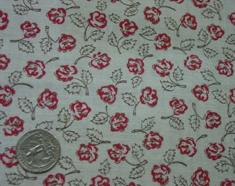 Vintage Full Feedsack Fabric Pretty Little Red Roses, Large 36 x 44"
