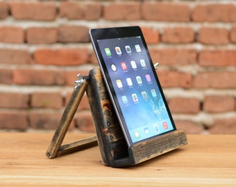 Wooden iPad stand, iPad Holder, Holz iPad Ständer, iPad Halter, Tablet stand, Made from Reclaimed Wood, Desk Organizer, Wood Tech Accessory