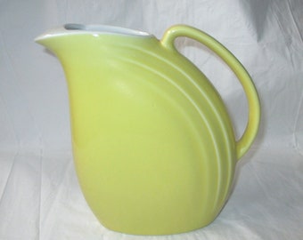 8" Hall Bright Yellow Water Pitcher, 48-oz, Ice Lip, White Interior (c. 1950s)