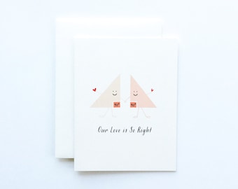 Our Love is So Right Card, Anniversary Card, Love Card, Triangle Card, Nerdy Love Card, Nerdy Anniversary Card
