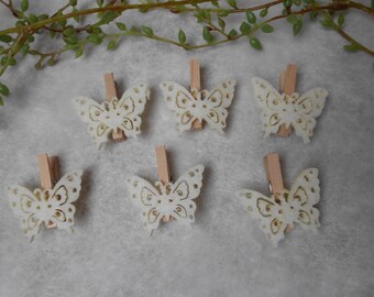 6 pins ivory felt Butterfly