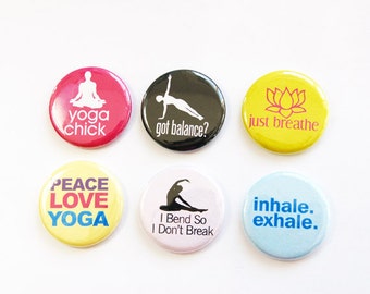Yoga Magnets, button magnets, yoga, Locker Magnets, Kitchen Magnets, Fridge Magnets, stocking stuffer (3300)