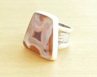 Sierra Madre Agate Trapezoid Ring // Agate Jewelry // Sterling Silver // Village Silversmith