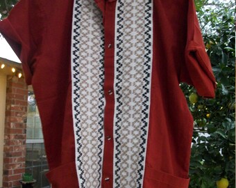 Paprika Red Men's Guayabera Button-Down shirt