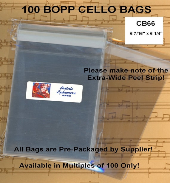 100 Flat Resealable Cello Bags - 6” x 6”