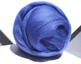Hyacinth Blue Merino Wool Roving, Medium Blue roving, Needle Felting, Spinning Fiber, Ceil Blue Merino roving, Saori weaving