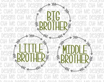 SVG DXF PNG cut file cricut silhouette cameo scrap booking Big Brother Middle Brother Little Brother
