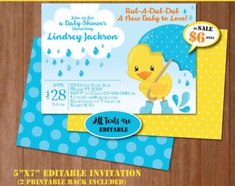 Rubber Duck Baby Shower DIY Printable Kit INSTANT DOWNLOAD