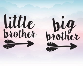 Big brother Little Brother Heart Arrow Iron On Vinyl Decal Cutting File for Big Little Sibling in Svg Eps Dxf Jpeg for Cricut & Silhouette