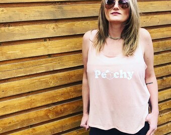 Peachy tank womens tank top womens shirts handmade tank top peach tank top orange tank womens graphic tank tshirt womens clothing girls