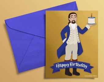 Hamilton musical Alexander Hamilton birthday card printable, print yourself, digital download