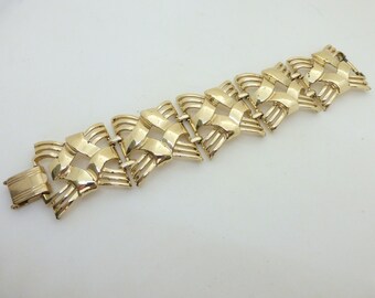 Vintage 1950's Coro Chunky Gold Wide Link Bracelet