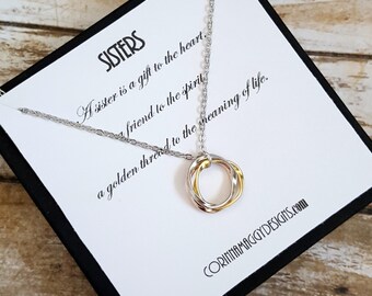 Sister Necklace / Inspirational Jewelry / Three Sisters Jewelry / Gift For Sister, Christmas Gift for Sister, Silver or Gold Sisters Jewelry