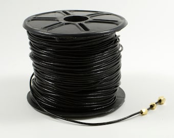 Black Leather Cord, 1mm, Genuine Leather Cord, Round Leather Cord, Lead Free, RETAIL - 1 YARD/order