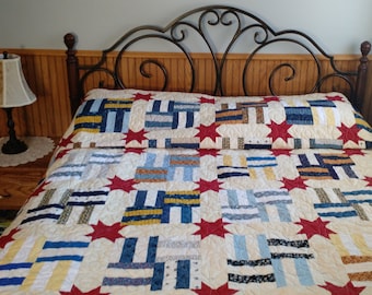 Queen Size Quilt with Red Stars