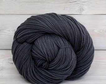 Zeta - Hand Dyed Polwarth Wool and Silk DK Sport Yarn - Colorway: Charcoal