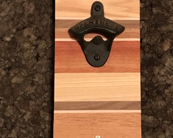 Wall Mounted Bottle Opener with Magnetic Cap Catcher
