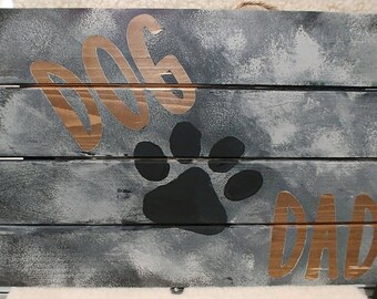 Gray and Black Splash "Dog Dad" Wood Plaque