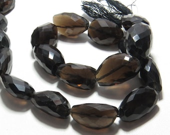 Smokey Quartz - 14'' inches Long - So Nice Natural Color - Fine Cut Faceted Nuggest Size - 18 - 24 mm Long - weight 410 crt