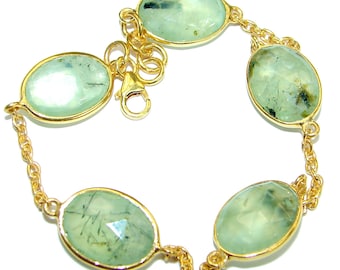 Moss Prehnite Sterling Silver Bracelet - weight 9.80g - dim 1 2 inch - code 29-mar-18-57