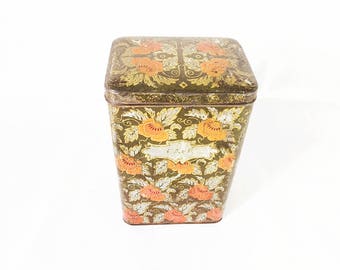 Antique Tin / Art Nouveau / 1900 / floral pattern