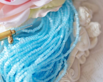Satin Sky Blue-2 cut beads 11-Bead Strands- Czech beads
