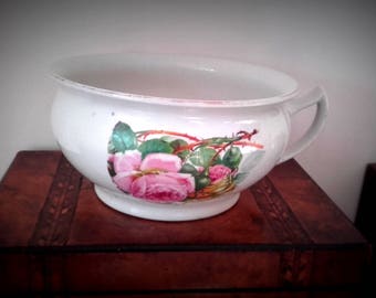 Antique Pink Thorny Rose Ceramic Chamber Pot Planter