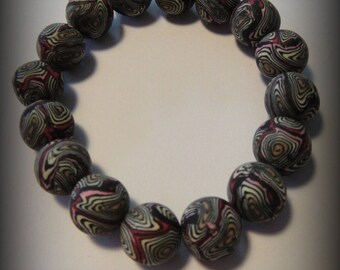 Polymer clay, black pearl bracelet