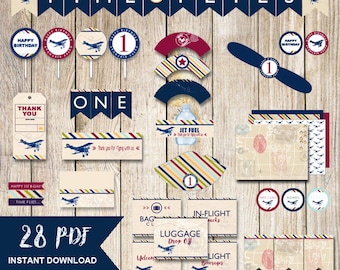 Time flies 1st birthday,airplane party package,Time flies party package,airplane party decor,airplane party printable,packages,boy birthday