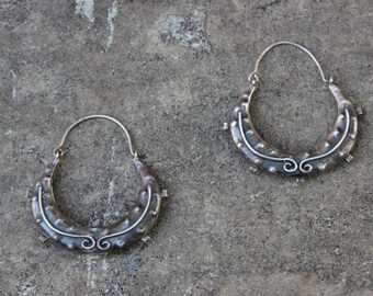 Bohemian Balinese Sterling Silver Hoops