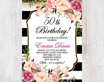 50th Birthday Invitation 50th Birthday Party Invitation Mens