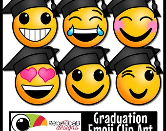Graduation Clip Art: Emoji Faces, Graduation Emoji Clip Art, Emoji Clip Art