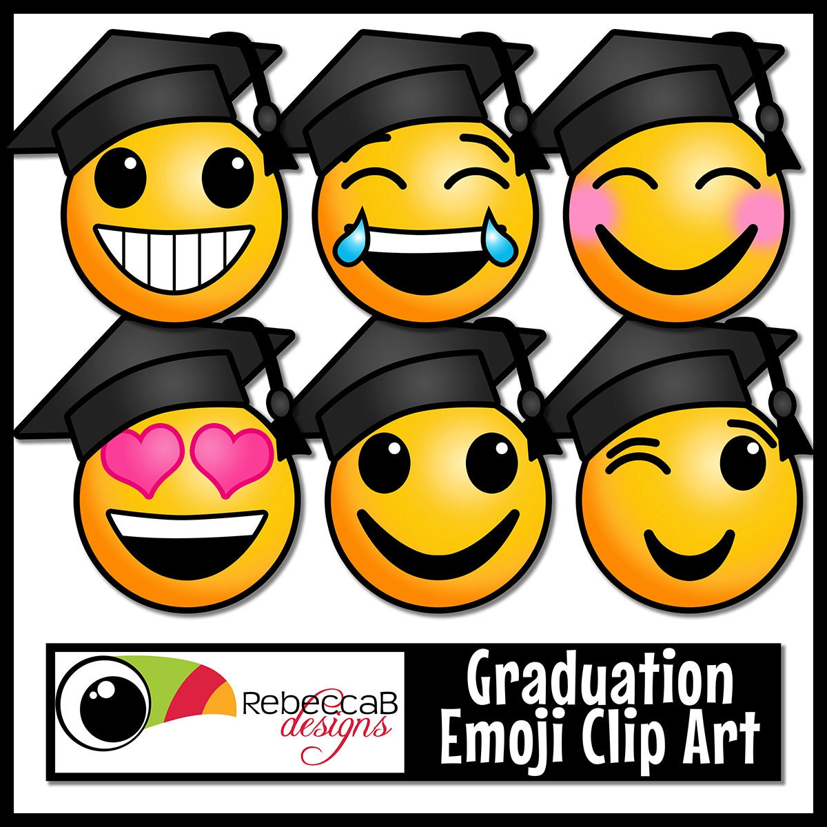 All smiles. Emoji Graduation. Pin clip Emoji
