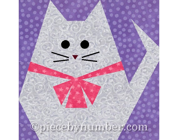 Fat Cat quilt block, paper pieced quilt patterns, instant download, fat ...