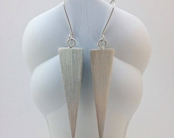 Triangle Silver Earrings - Geometric Silver Earrings - Minimalist Silver Earrings