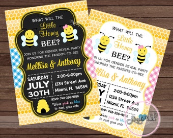 Bumble Bee Gender Reveal Party Invitation, Bees Baby Gender Reveal Invitation, Bumble Bees Gender Reveal Invitation, Digital File