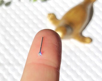 1mm Nose Stud, TINY Nose Stud, Silver Nose Stud, L Shape, Thin Nose Stud Diamond, Nose Ring, Sterling Nose Stud, Thin Nose Stud, Nose Dot