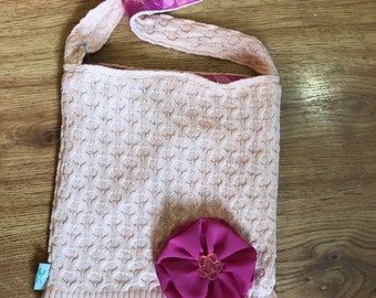 Peach repurposed sweater purse