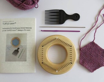 Original TURTLE Loom™ - Hexagon Pin Loom, About 4" Weaving Size