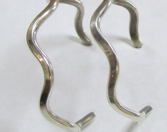 Wavy Sterling Silver Hoop Post Earrings