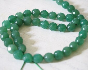 4 faceted round aventurine Green 8mm