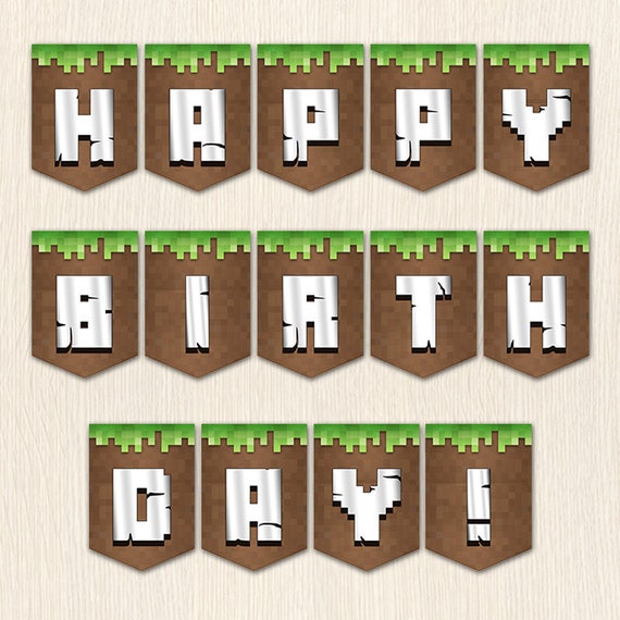 minecraft verjaardag banner alle letters van het abc in