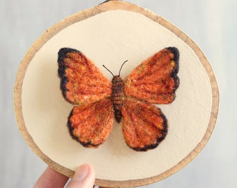 Needle Felted Butterfly Specimen - Wildlife - Soft Sculpture - Scarce Copper - Lycaena Virgaureae - Wall Art - Orange Butterfly