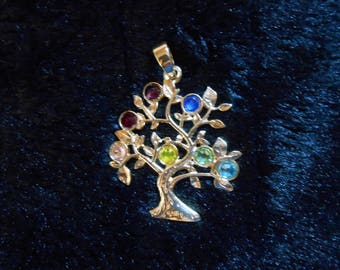 Multi gem tree of life necklace