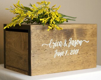 Wedding Card Box with slot, Boho wedding card Box, rustic card box, wood card box, wedding advice box, rustic wedding decor
