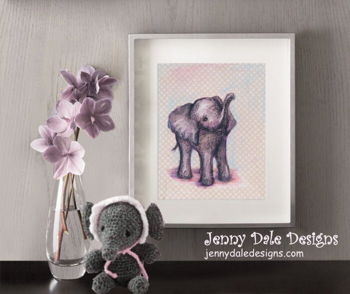 Elephant Art Children's Wall Art Nursery Art Sweet Baby