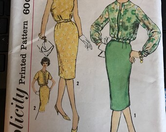 Vintage 60s Simplicity 2970 Slenderette Pattern-Size 16 1/2 (37-31-41)