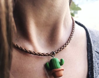 Polymer Clay Cactus Necklace
