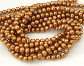 Freshwater Potato Pearls Godiva Gold - 6mm to 7mm